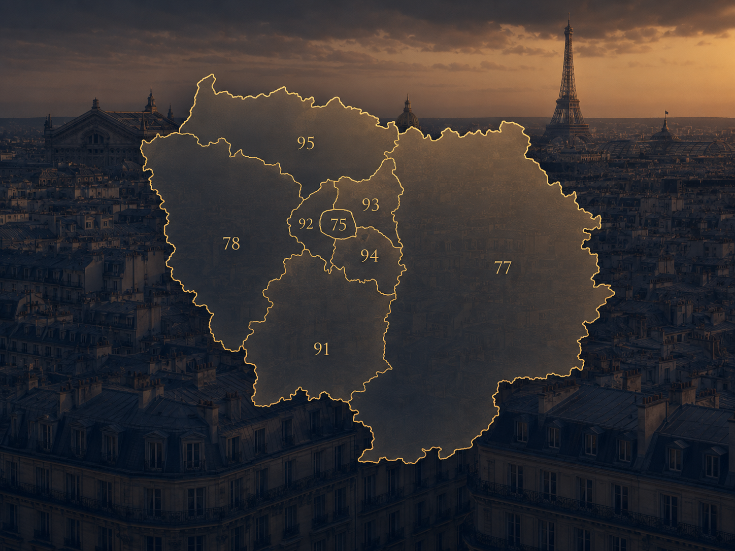 Carte des zones d'intervention : Paris et les départements d'Île-de-France